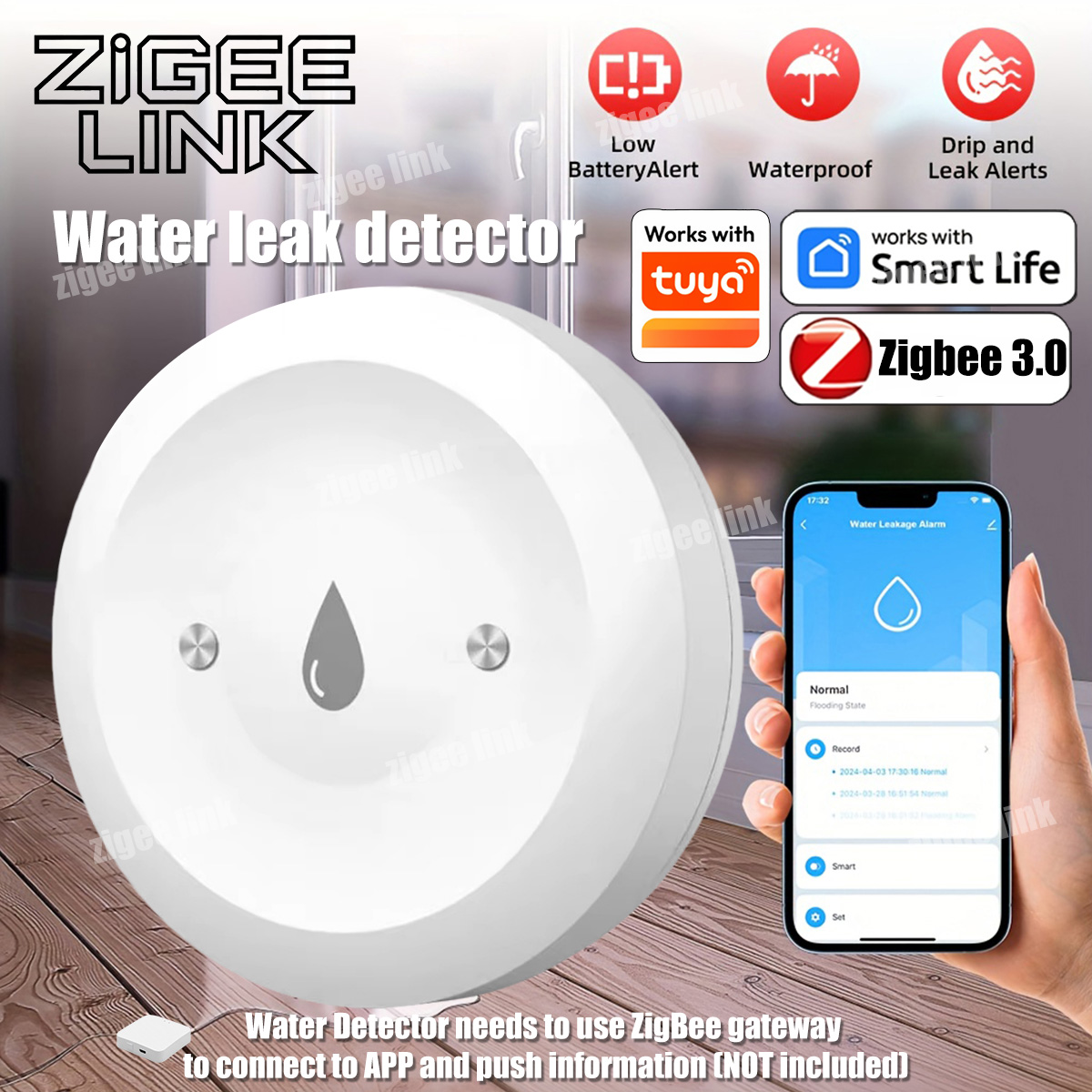 ZigBee 3.0 Watersensor Slimme  - Water Alarm Sensor recensie en prijs